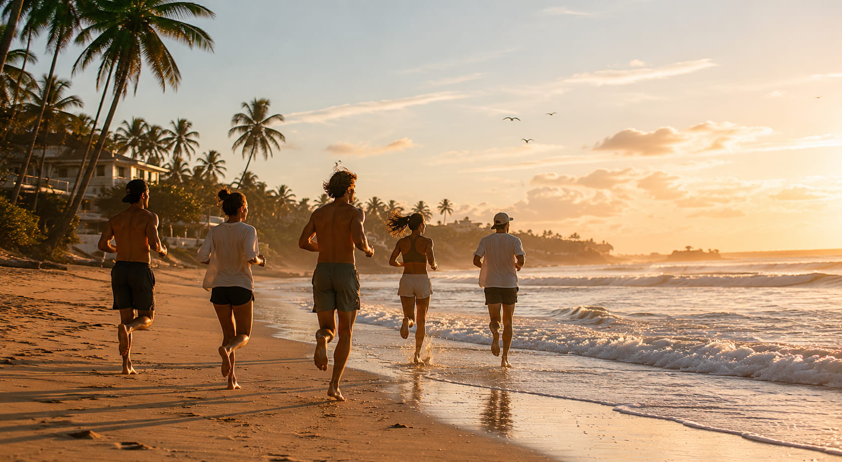 Friends enjoying sunset drinks at a Cabarete beachfront villa