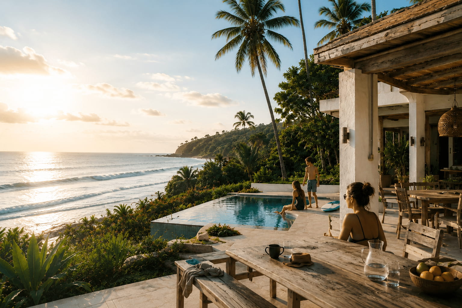 Family enjoying a private villa and pool in Cabarete, Dominican Republic