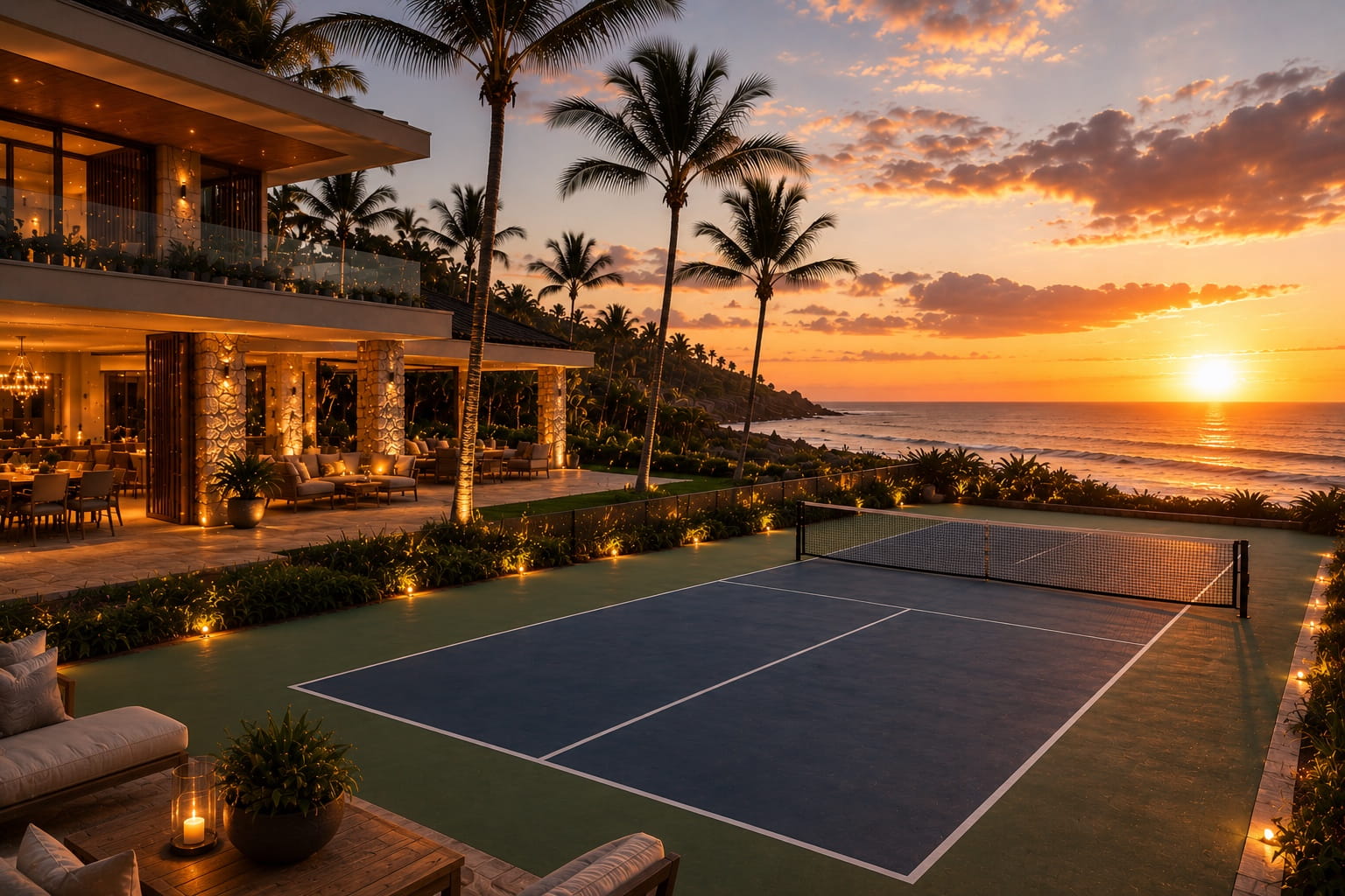 Pickleball players at private courts in Cabarete, Dominican Republic